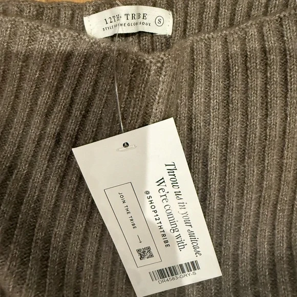 12th Tribe Charcoal Long Sleeve Sweater Dress - Picture 2 of 2